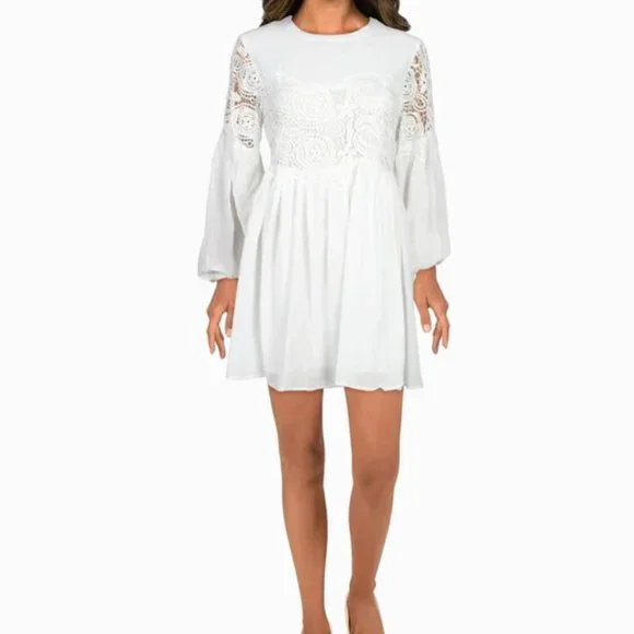 Endless Rose | Dresses | Nwt Endless Rose Lace Inset Long Sleeve Shift Dress  | Poshmark